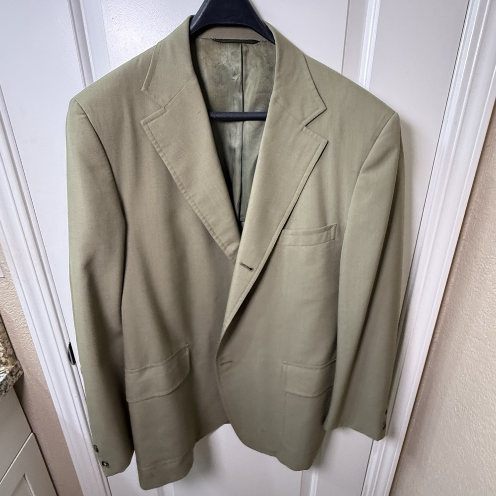 Vintage Jay Briggs Blazer Mens 46 Olive Green Union Made USA Sport Coat
